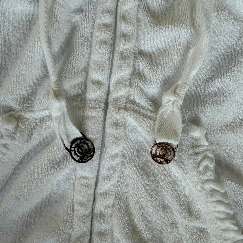 Juicy Couture Y2K Coquette Zip Up Hoodie with Puff 3/4 Sleeves and Gold Details - Picture 3 of 5